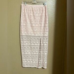 Elegant Lace Midi Skirt - Light Pink